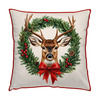Dekokissen mit Füllung Hirsch mit Kranz und Paspel